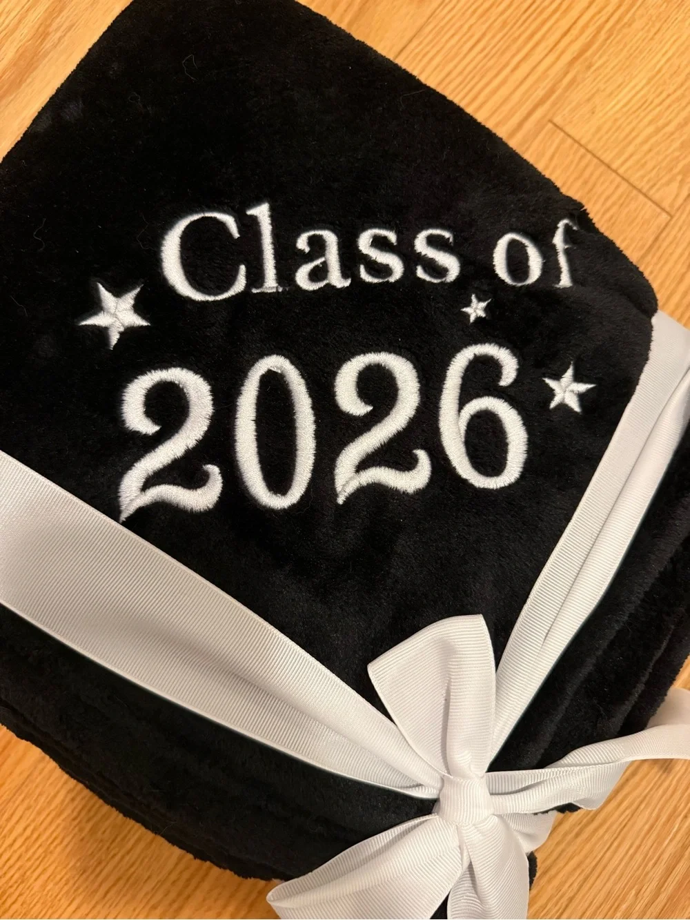 Class of 2026 soft black fleece embroidered blanket throw NEW